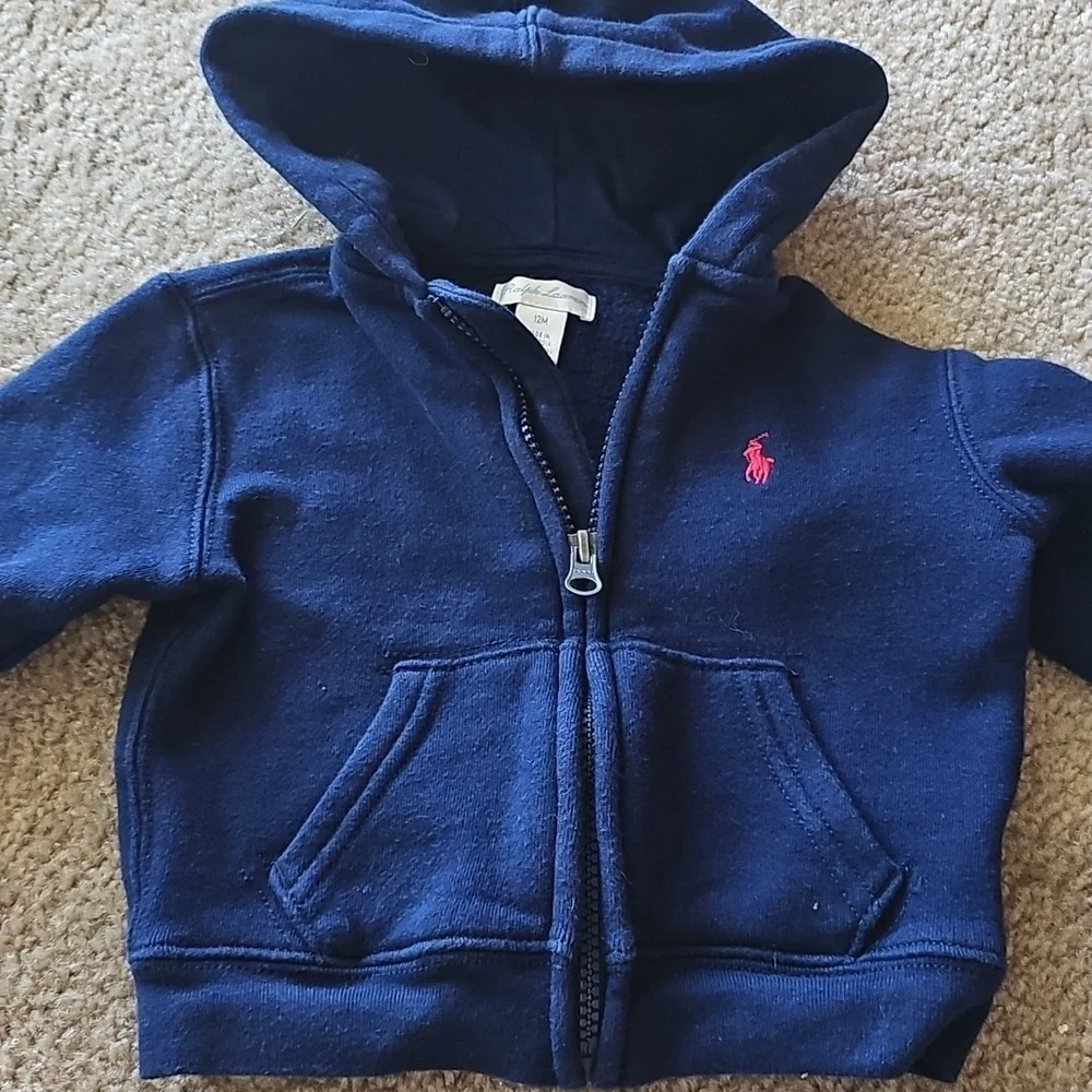 Ralph Lauren Navy Zip-Up Hoodie Baby Boys Size 12M
